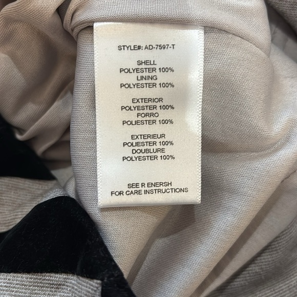 Aryn K Black Velvet and Grey Sheath Chevron Dress with V-neck Sz M - Picture 6 of 8